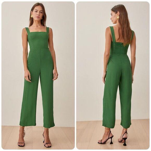 Reformation Alva Jumpsuit in Kelly Green - Picture 2 of 11